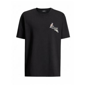 Balmain embroidered Balmain Insect T-shirt front view with embroidered insect detail on premium cotton fabric