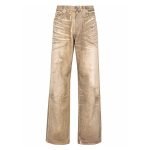 Balmain garment-dyed jeans front view featuring premium designer denim, modern fit, detailed stitching, and garment-dyed finish