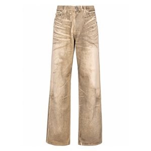 Balmain garment-dyed jeans front view featuring premium designer denim, modern fit, detailed stitching, and garment-dyed finish