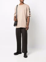 Back view of Balmain logo-print sleeves T-shirts showing clean rear design and signature designer fit