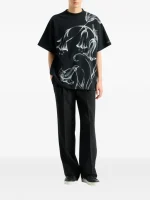 Balmain printed Flower T-shirt back view plain cotton finish with simple streetwear cut