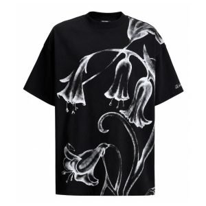 Balmain printed Flower T-shirt front view showing floral print on cotton fabric, clean streetwear style
