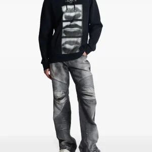 Back view of Balmain lips print hoodie showing clean rear design premium cotton men's designer hoodie