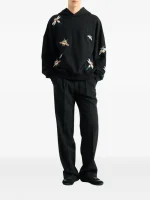 Back view of the Balmain embroidered Insect hoodie displaying the rear design, premium construction, soft cotton material, hood detail, and comfortable fit for casual designer clothing.