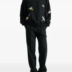 Back view of the Balmain embroidered Insect hoodie displaying the rear design, premium construction, soft cotton material, hood detail, and comfortable fit for casual designer clothing.